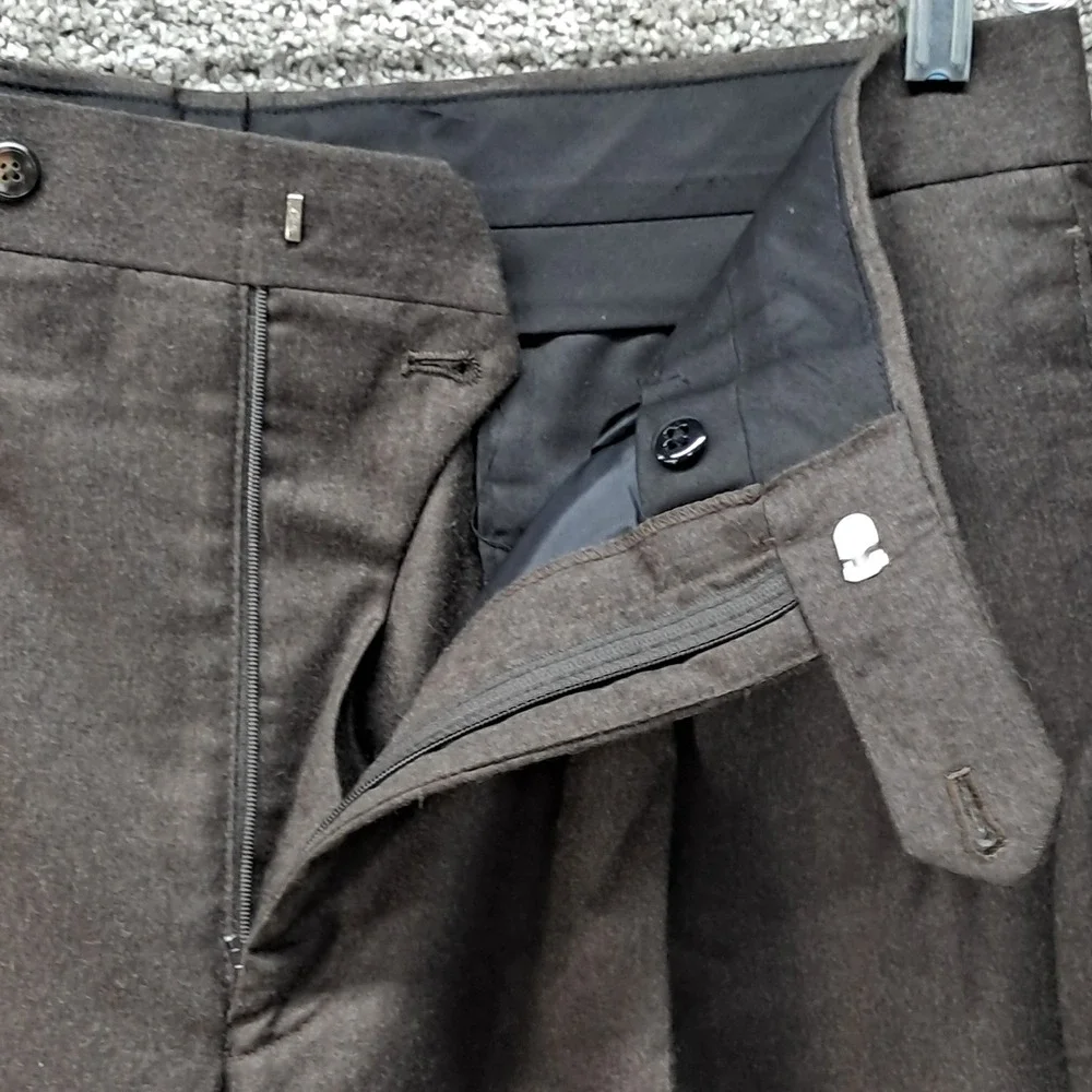 Jos A Bank Executive Collection Mens Pleated Cuffed Dress Pants Brown 34x32